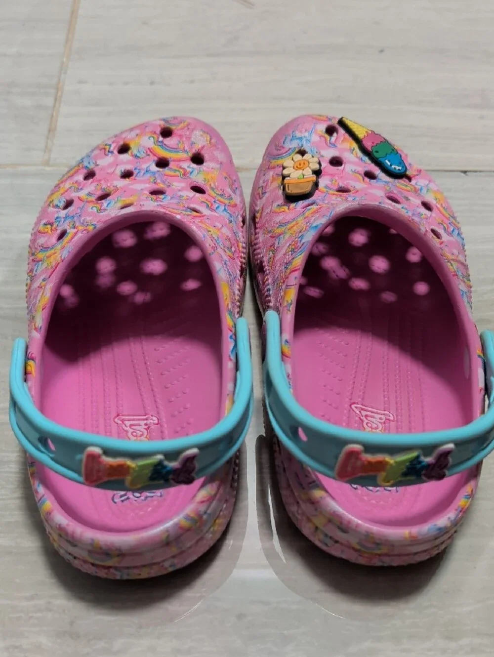 Kids Pink Slip-On Croc - Lisa Frank Print
